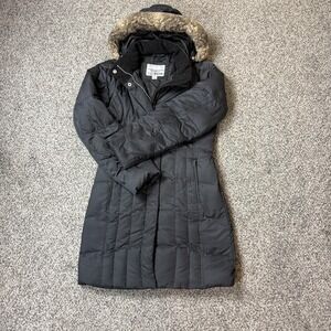 Eddie Bauer Jacket Women's XS Small EB550 Goose Down‎ Long Removable Hood Faux